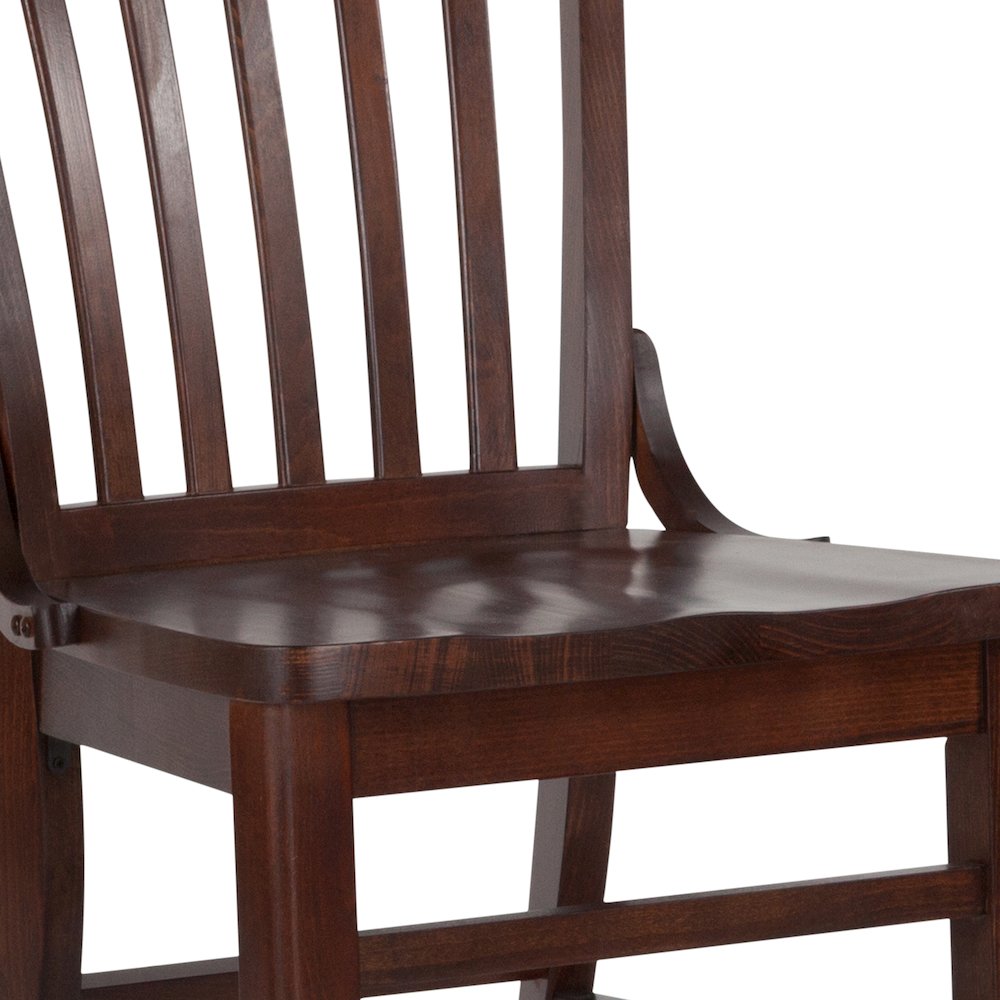 School House Back Walnut Wood Restaurant Chair. Picture 13