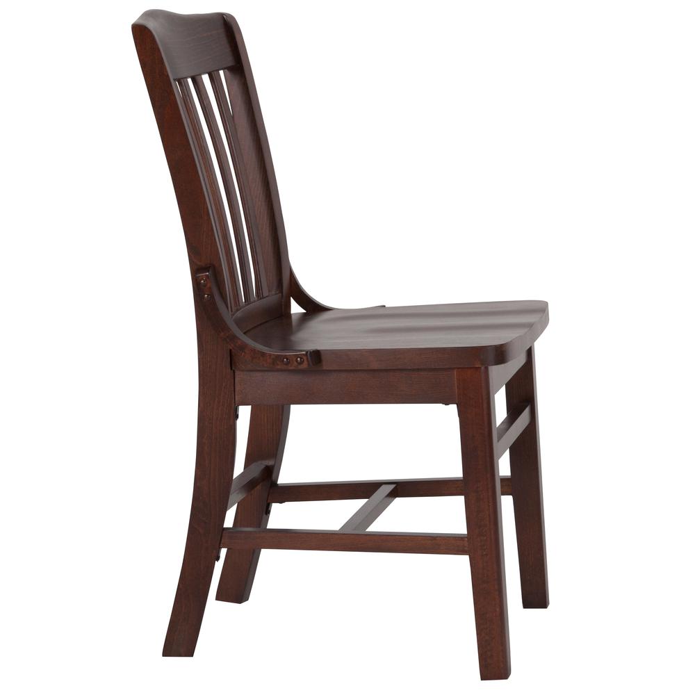 School House Back Walnut Wood Restaurant Chair. Picture 3