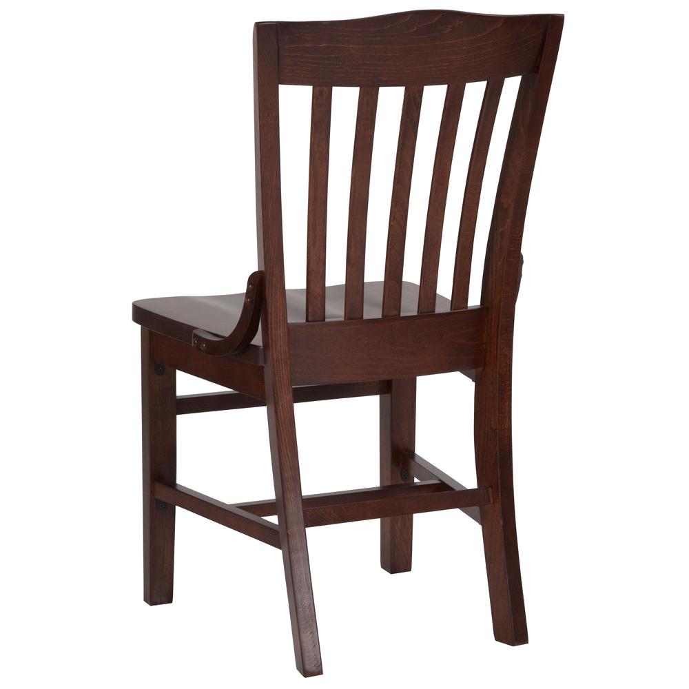 School House Back Walnut Wood Restaurant Chair. Picture 4