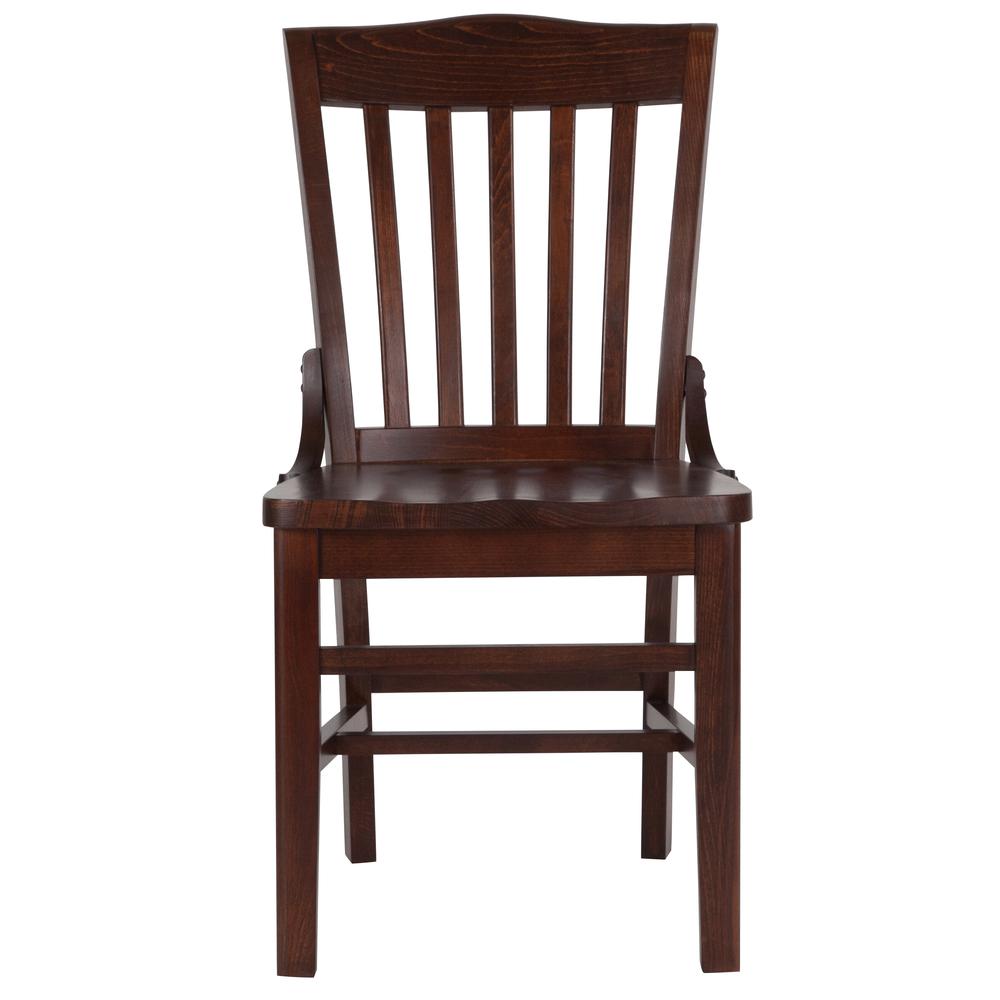 School House Back Walnut Wood Restaurant Chair. Picture 5
