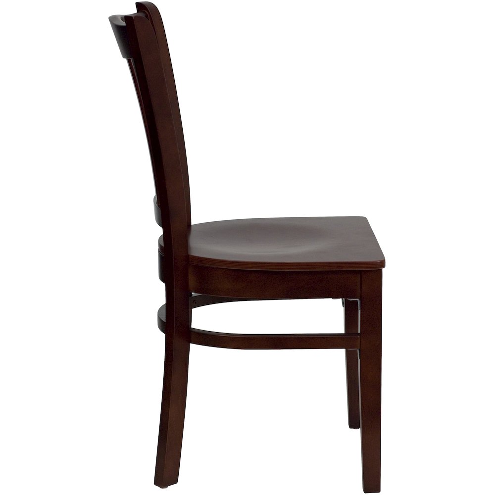Vertical Slat Back Mahogany Wood Restaurant Chair. Picture 3