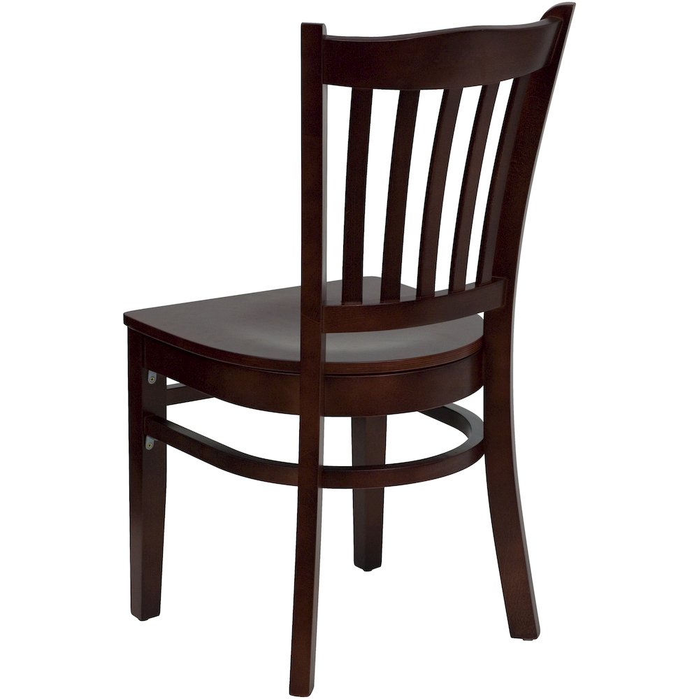 Vertical Slat Back Mahogany Wood Restaurant Chair. Picture 2