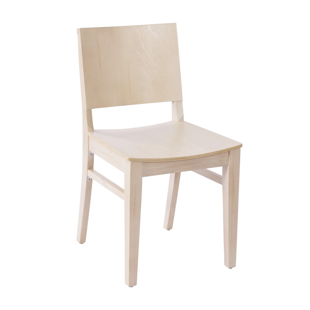 Naples Solid Wood Dining Chair with Curved Backrest and Antique White Finish. Picture 1