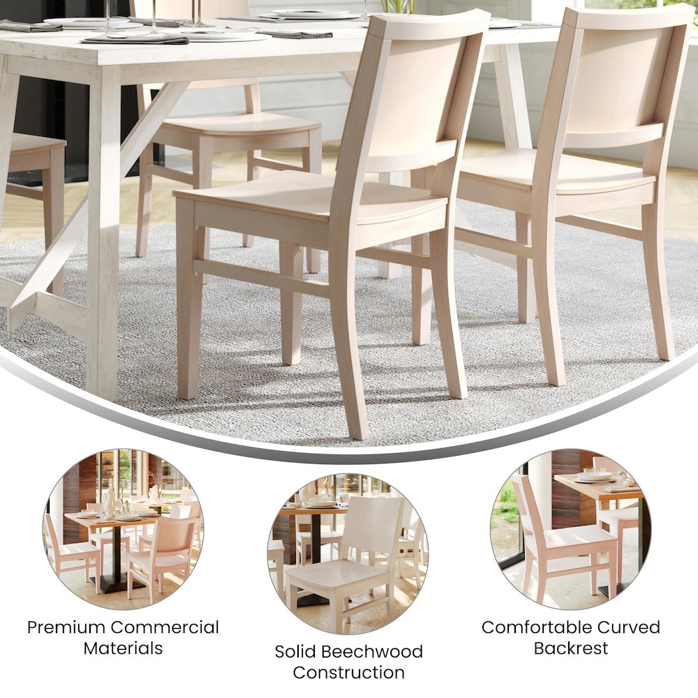 Naples Solid Wood Dining Chair with Curved Backrest and Antique White Finish. Picture 4