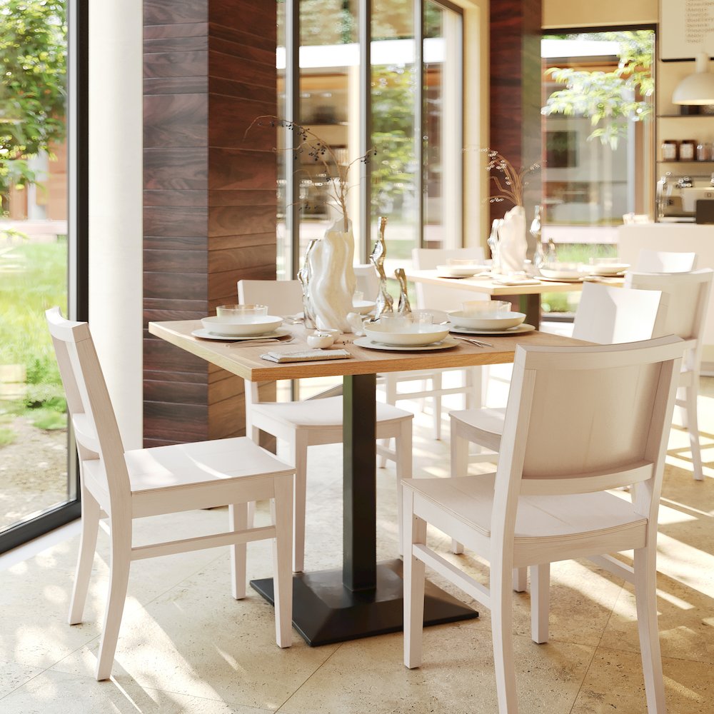 Naples Solid Wood Dining Chair with Curved Backrest and Antique White Finish. Picture 7