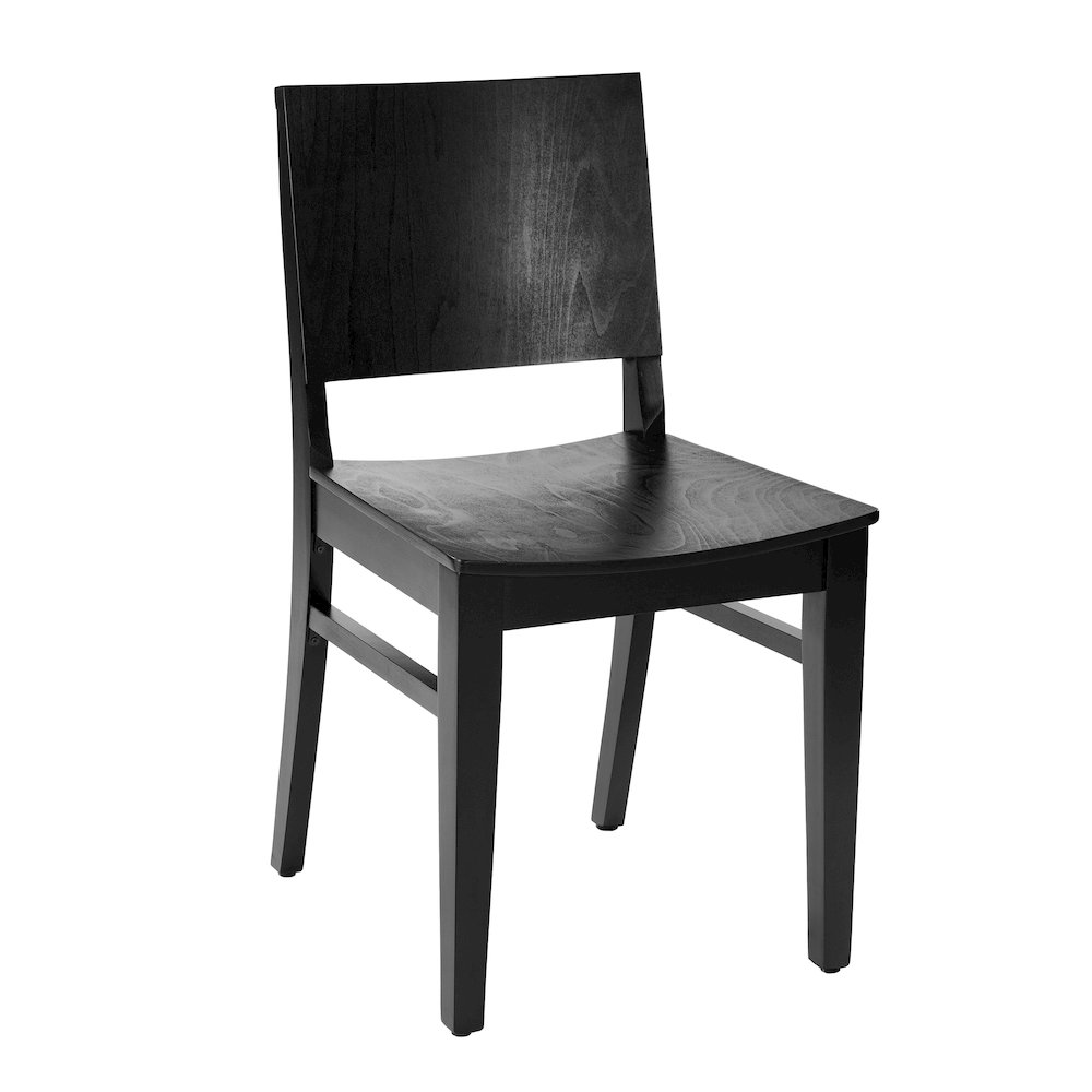 Naples Solid Wood Dining Chair with Curved Backrest and Black Finish. Picture 1