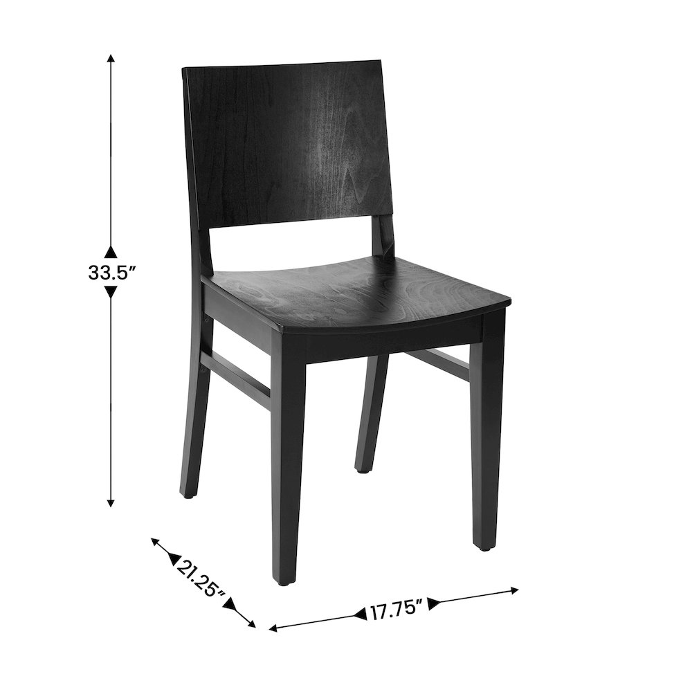 Naples Solid Wood Dining Chair with Curved Backrest and Black Finish. Picture 5