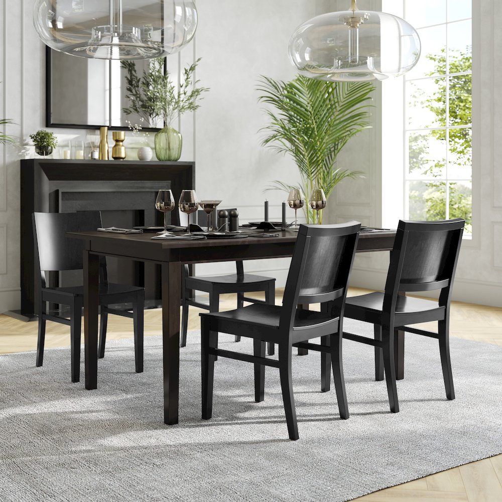 Naples Solid Wood Dining Chair with Curved Backrest and Black Finish. Picture 6