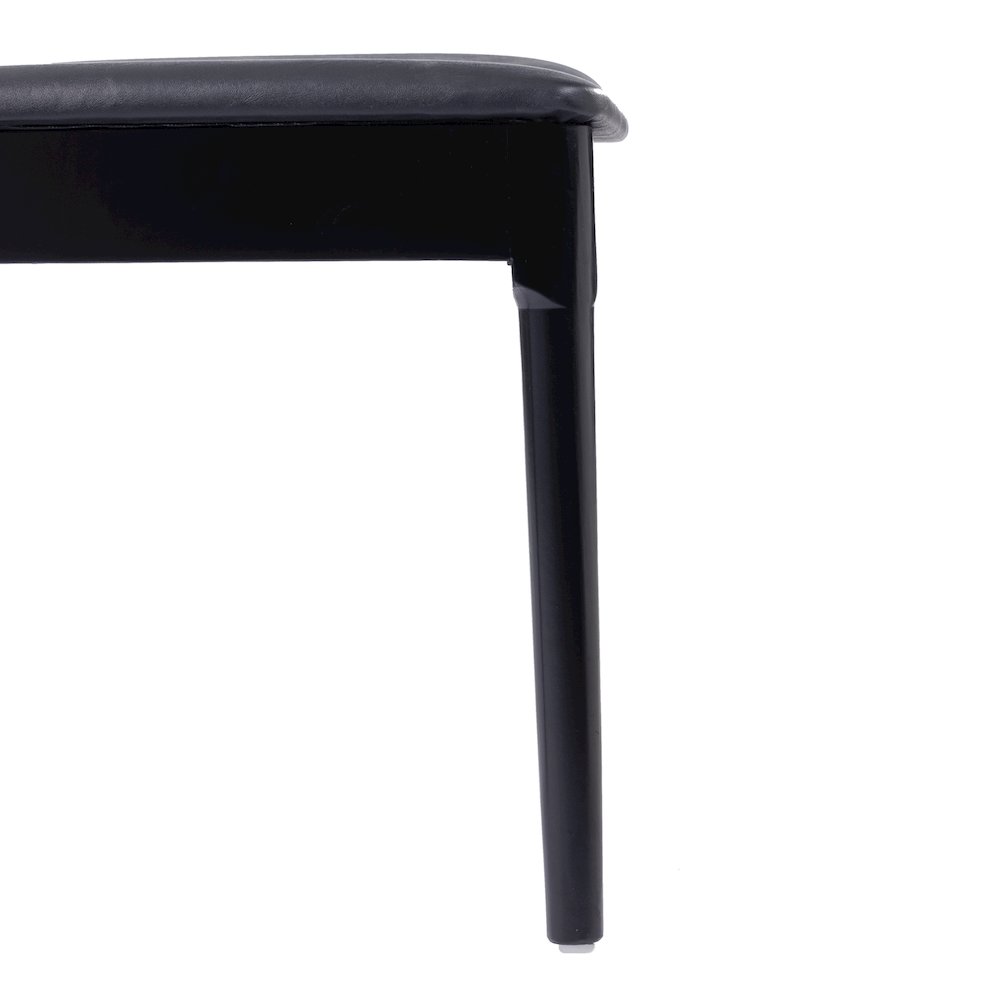 Solid Wood Black Dining Chair with Curved Spindle Backrest and Black Vinyl Seat. Picture 14