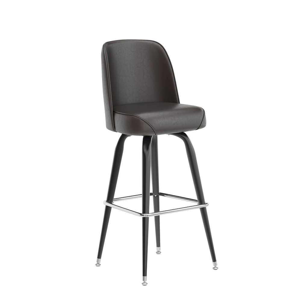 James Commercial Grade Metal Barstool with Dark Brown Swivel Bucket Seat. Picture 1