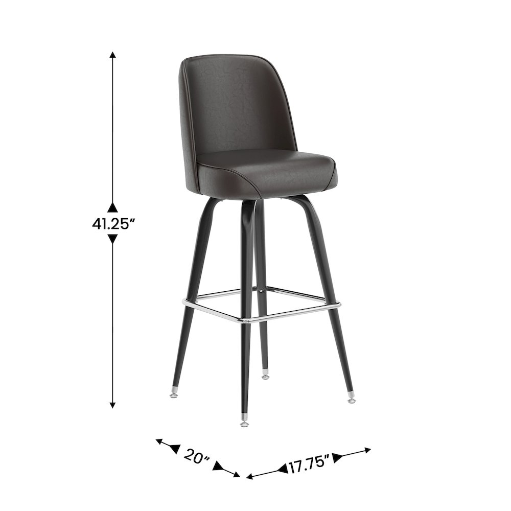 James Commercial Grade Metal Barstool with Dark Brown Swivel Bucket Seat. Picture 5