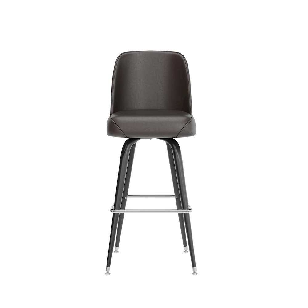James Commercial Grade Metal Barstool with Dark Brown Swivel Bucket Seat. Picture 10