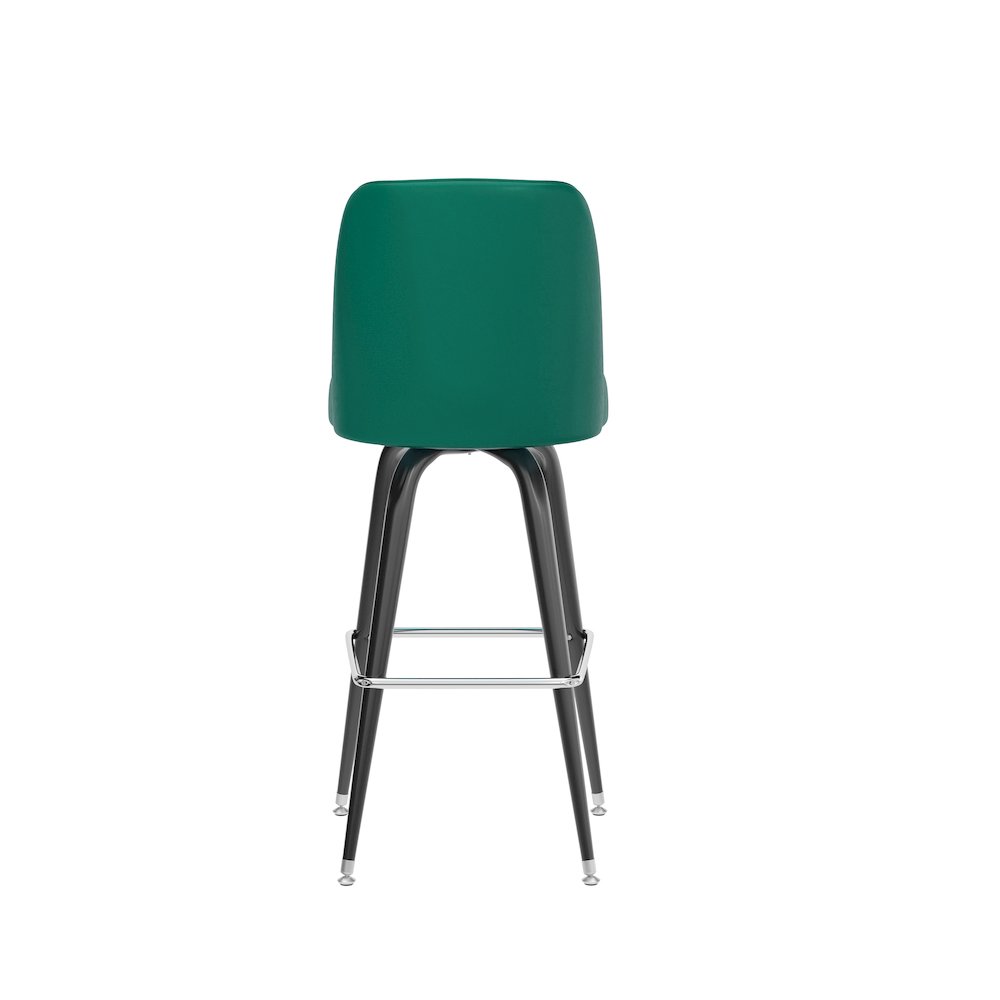 James Commercial Grade Metal Barstool with Green Swivel Bucket Seat. Picture 7