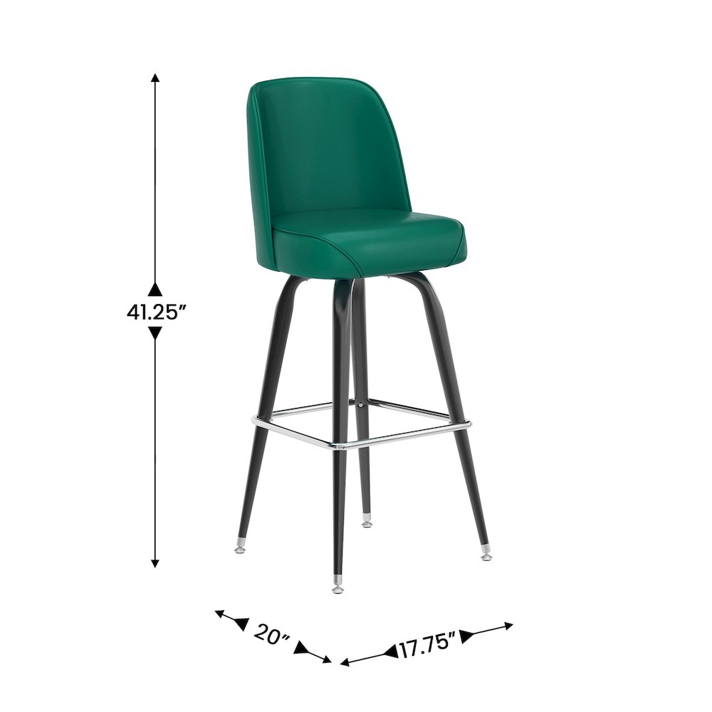 James Commercial Grade Metal Barstool with Green Swivel Bucket Seat. Picture 5