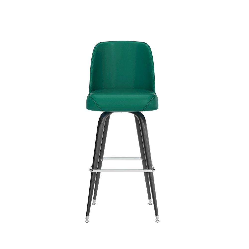 James Commercial Grade Metal Barstool with Green Swivel Bucket Seat. Picture 10