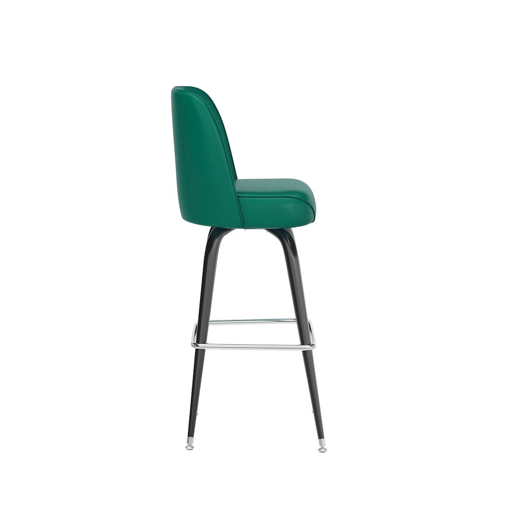 James Commercial Grade Metal Barstool with Green Swivel Bucket Seat. Picture 9