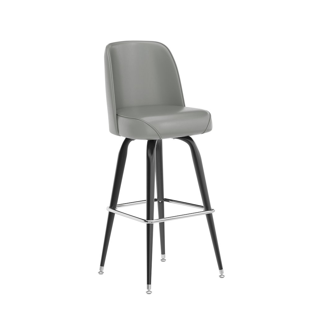 James Commercial Grade Metal Barstool with Gray Swivel Bucket Seat. Picture 1