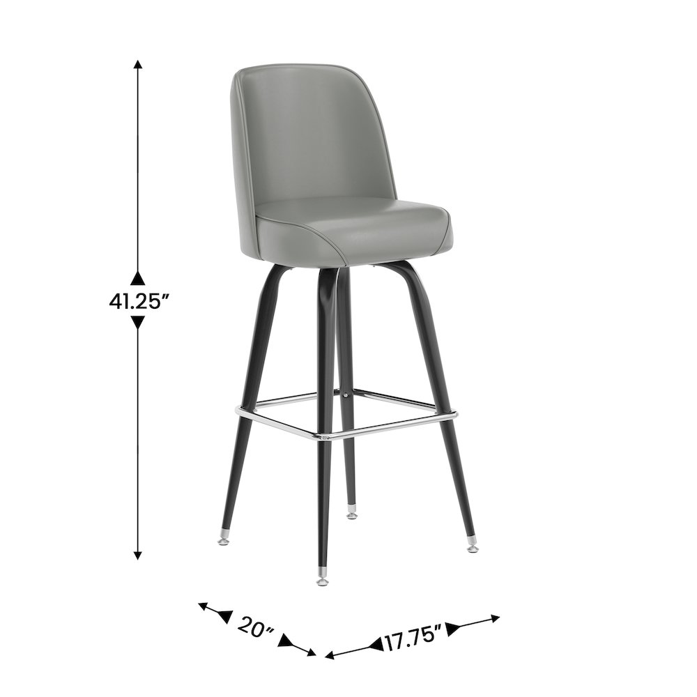 James Commercial Grade Metal Barstool with Gray Swivel Bucket Seat. Picture 5