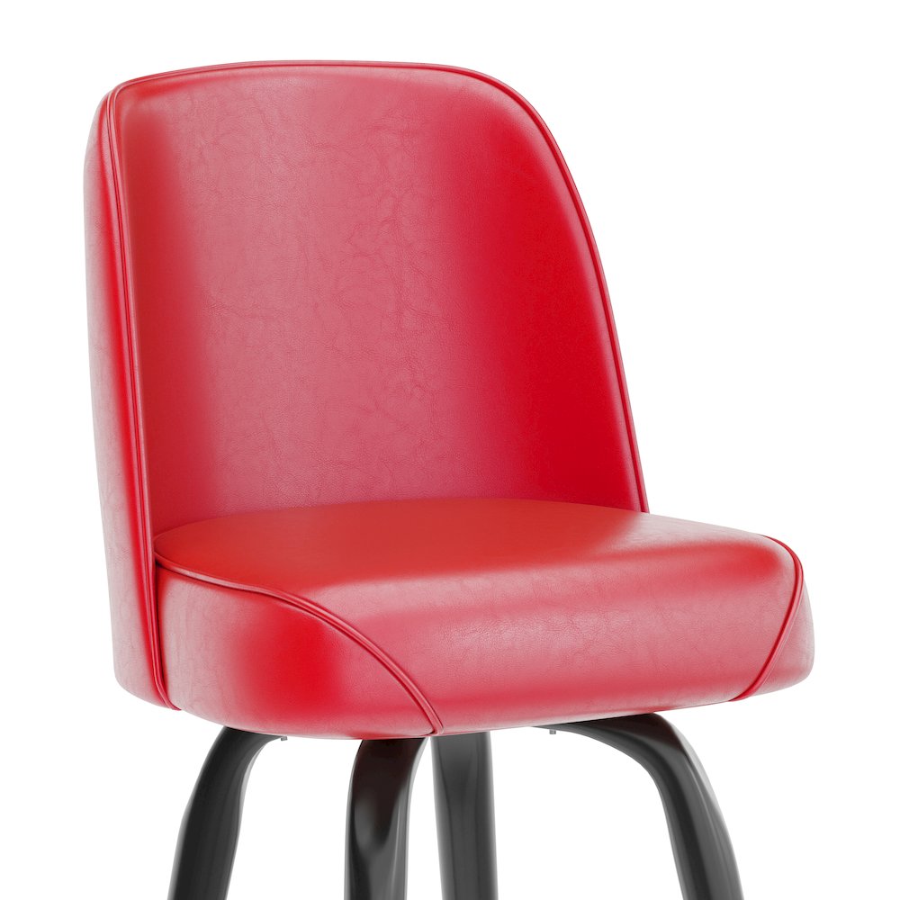 James Commercial Grade Metal Barstool with Red Swivel Bucket Seat. Picture 8