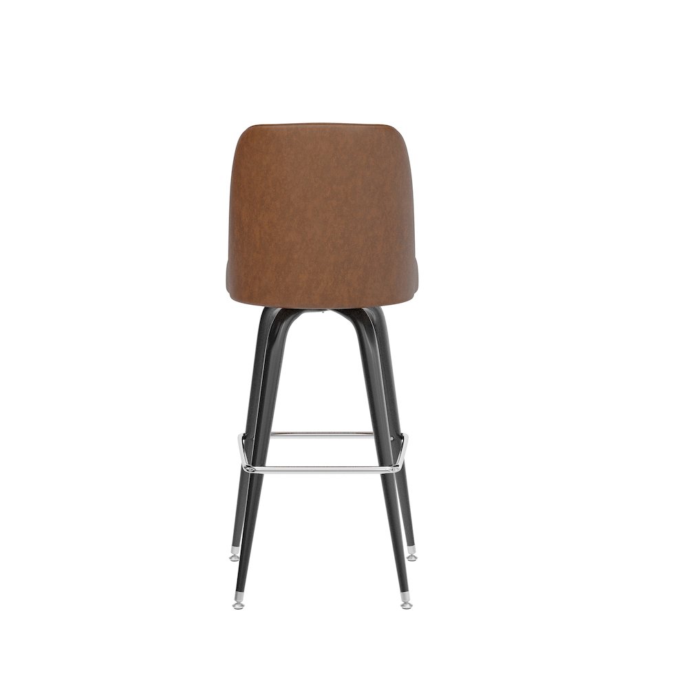 James Commercial Grade Metal Barstool with Weathered Brown Swivel Bucket Seat. Picture 7
