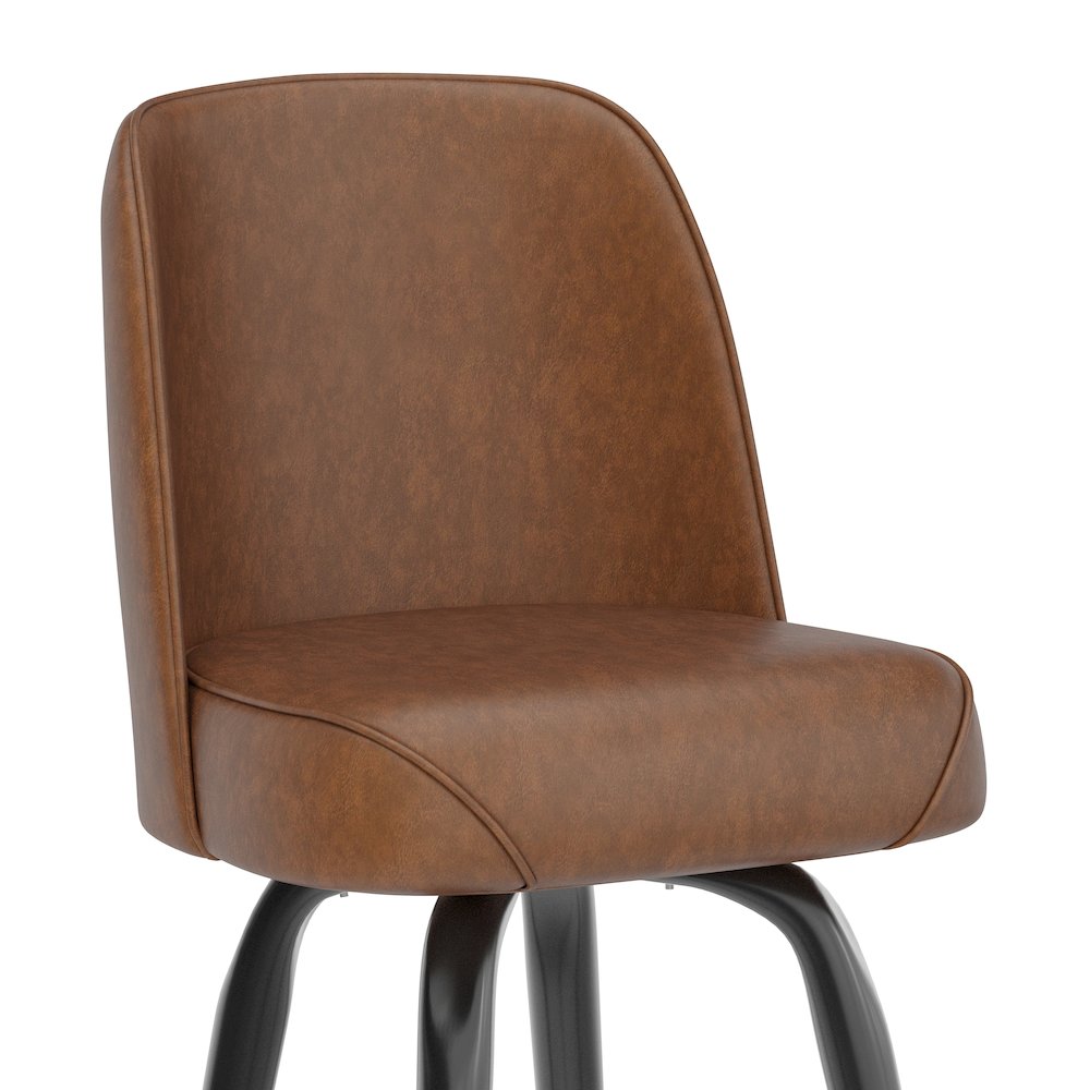 James Commercial Grade Metal Barstool with Weathered Brown Swivel Bucket Seat. Picture 8