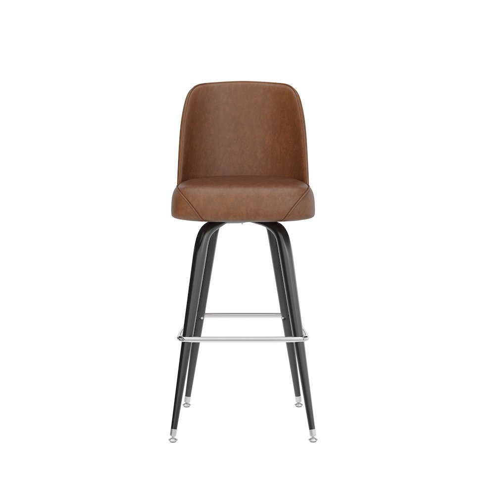 James Commercial Grade Metal Barstool with Weathered Brown Swivel Bucket Seat. Picture 10