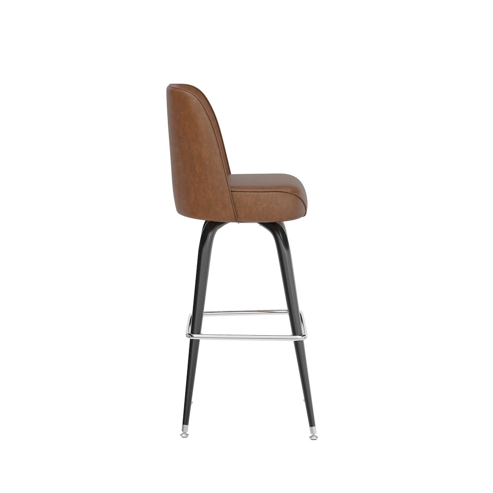 James Commercial Grade Metal Barstool with Weathered Brown Swivel Bucket Seat. Picture 9