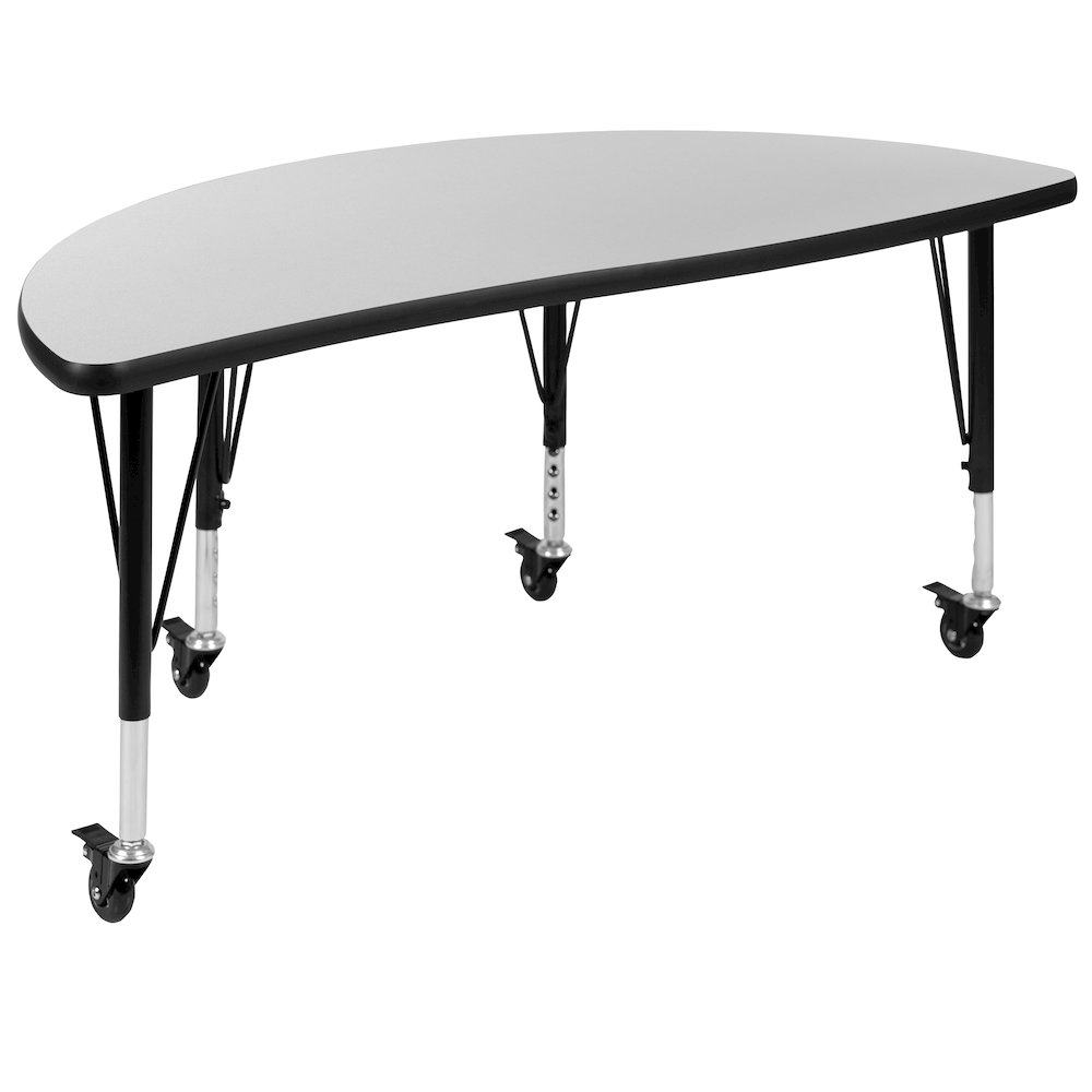 Mobile 76" Wave Activity Table Set with 12" Student Stack Chairs, Grey/Black. Picture 11