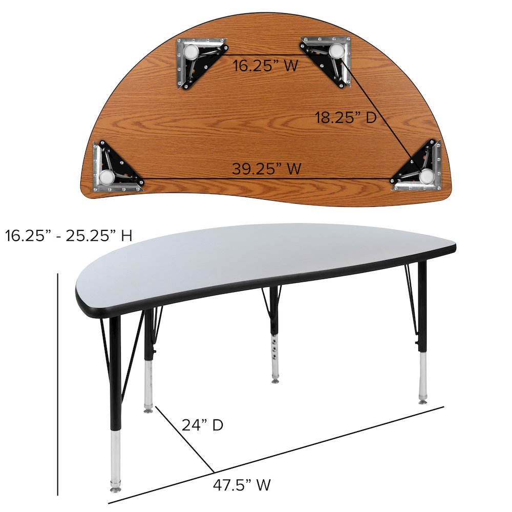 76" Oval Wave Activity Table Set with 12" Student Stack Chairs, Grey/Black. Picture 7