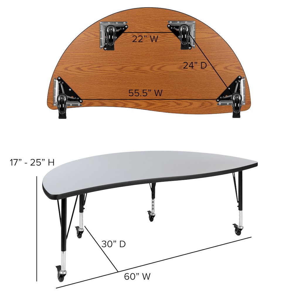 Mobile 86" Wave Activity Table Set with 12" Student Stack Chairs, Grey/Black. Picture 7