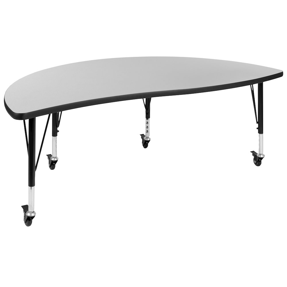 Mobile 86" Wave Activity Table Set with 12" Student Stack Chairs, Grey/Black. Picture 11