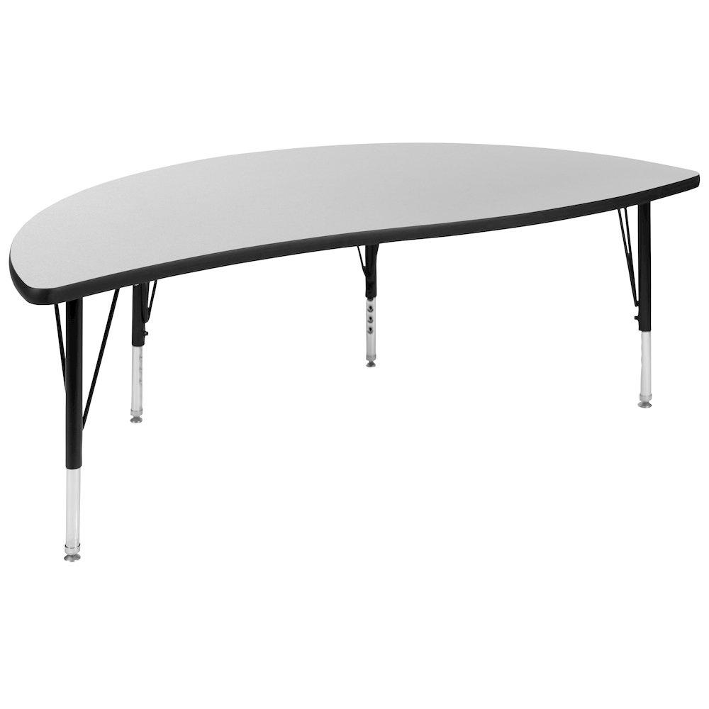 86" Oval Wave Activity Table Set with 12" Student Stack Chairs, Grey/Black. Picture 11