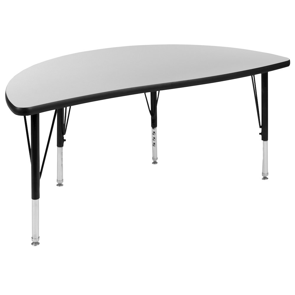 47.5" Circle Wave Activity Table Set with 14" Student Stack Chairs, Grey/Black. Picture 9
