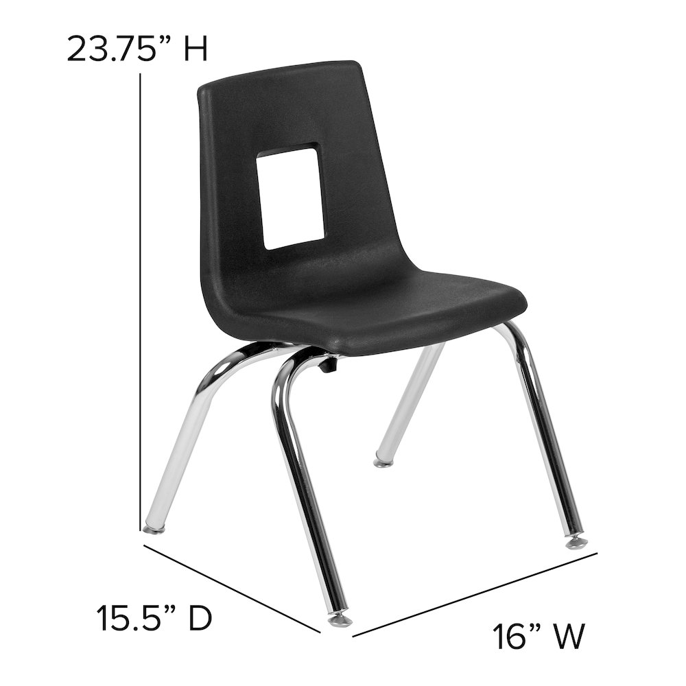 60" Circle Wave Activity Table Set with 14" Student Stack Chairs, Oak/Black. Picture 7