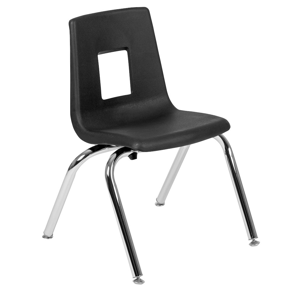 60" Circle Wave Activity Table Set with 14" Student Stack Chairs, Oak/Black. Picture 10