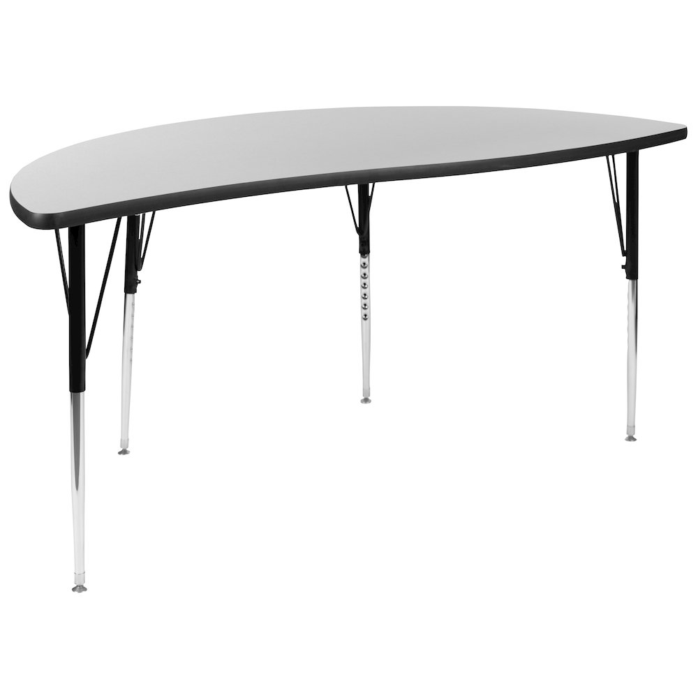 86" Oval Wave Activity Table Set with 16" Student Stack Chairs, Grey/Black. Picture 11