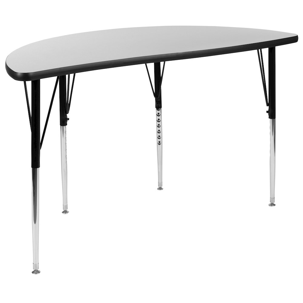 47.5" Circle Wave Activity Table Set with 16" Student Stack Chairs, Grey/Black. Picture 9