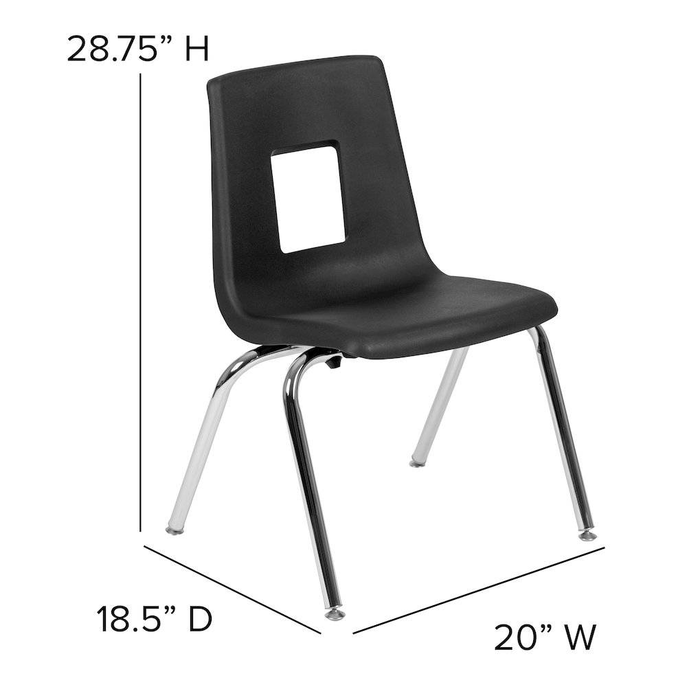 47.5" Circle Wave Activity Table Set with 16" Student Stack Chairs, Oak/Black. Picture 7