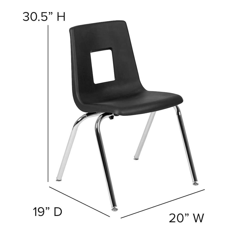 60" Circle Wave Activity Table Set with 18" Student Stack Chairs, Grey/Black. Picture 7