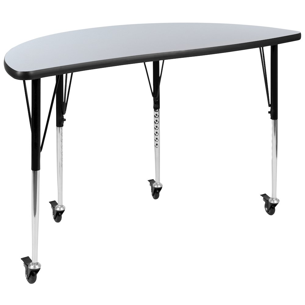 3 Piece Mobile 76" Wave Grey Thermal Activity Table Set-Standard Height Legs. Picture 9