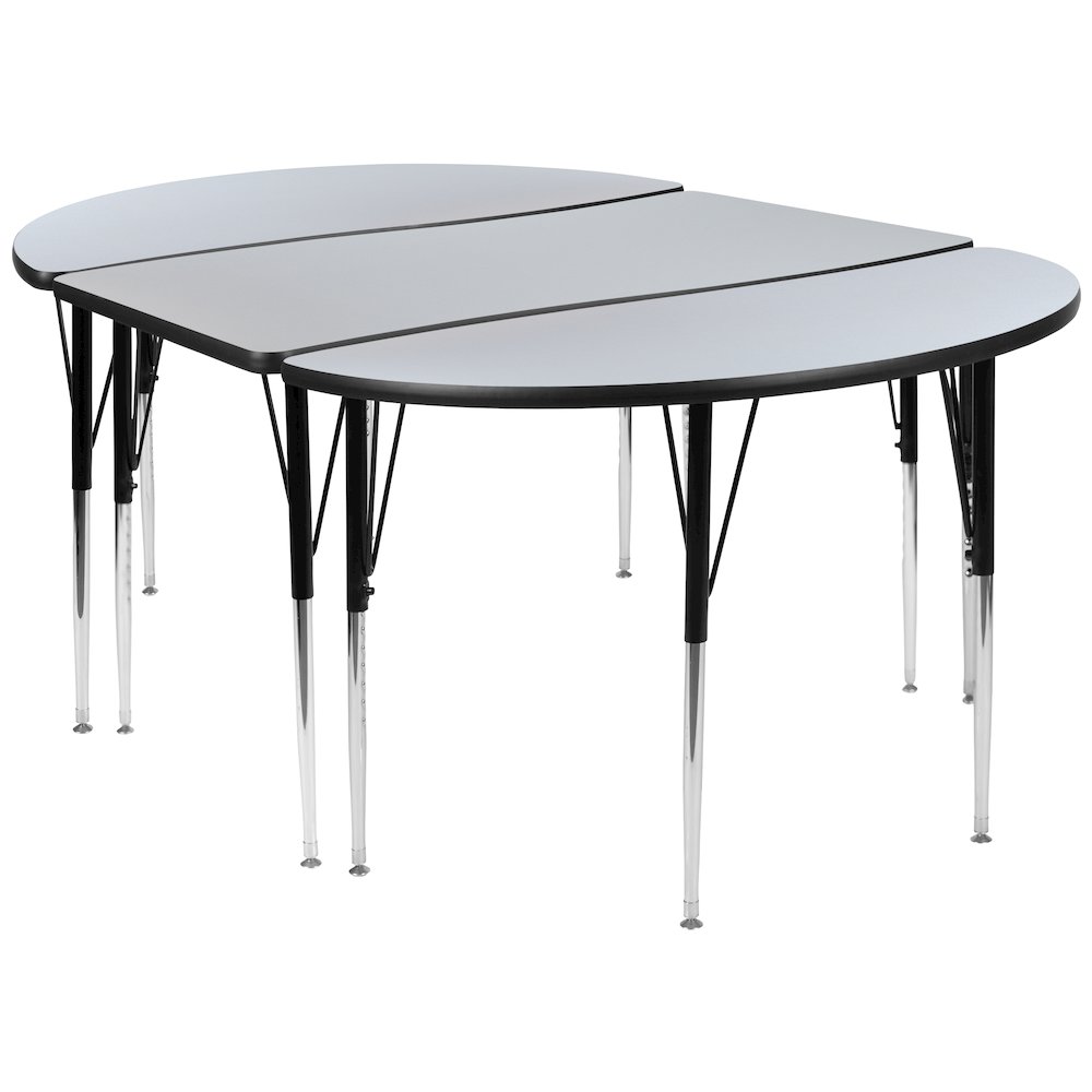 2 Piece 76" Wave Grey Thermal Activity Table Set - Standard Height Legs. Picture 1