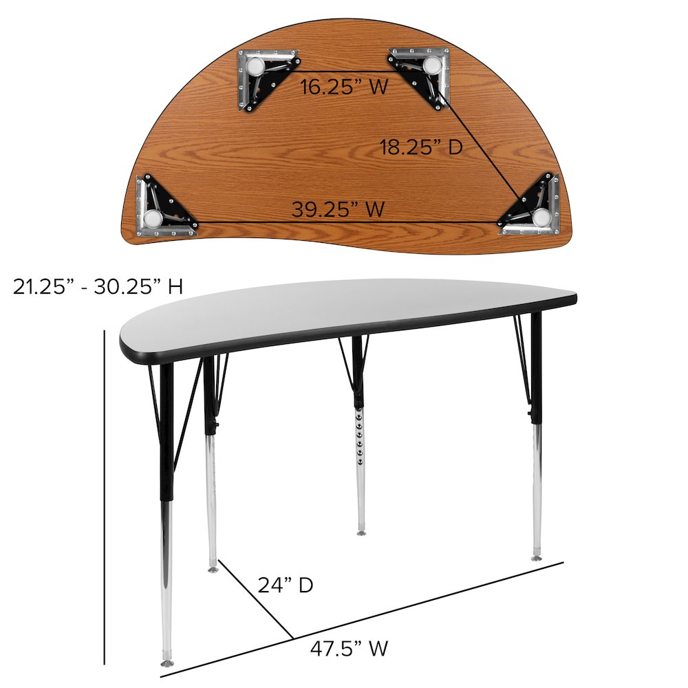 2 Piece 76" Wave Grey Thermal Activity Table Set - Standard Height Legs. Picture 6