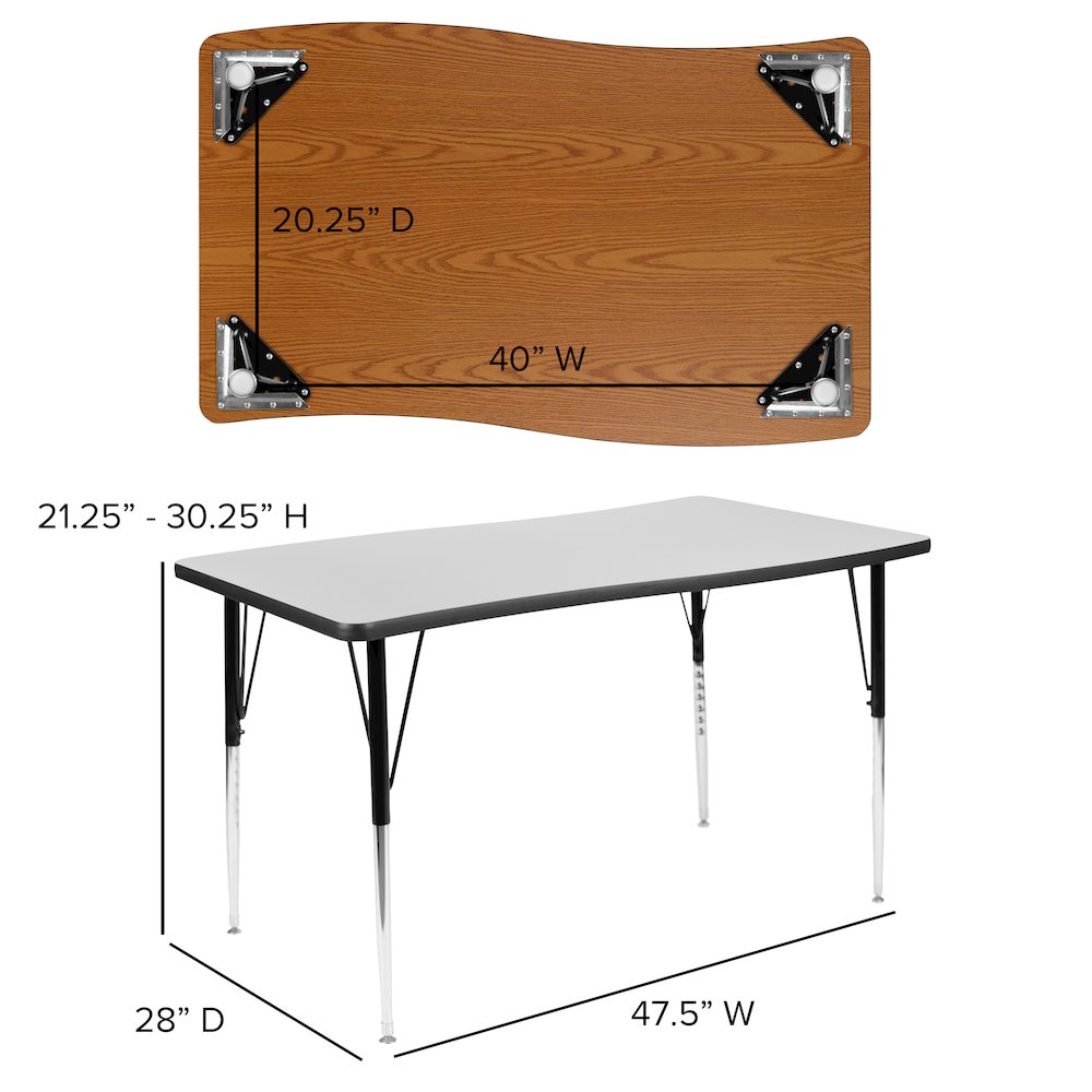 2 Piece 76" Wave Grey Thermal Activity Table Set - Standard Height Legs. Picture 7