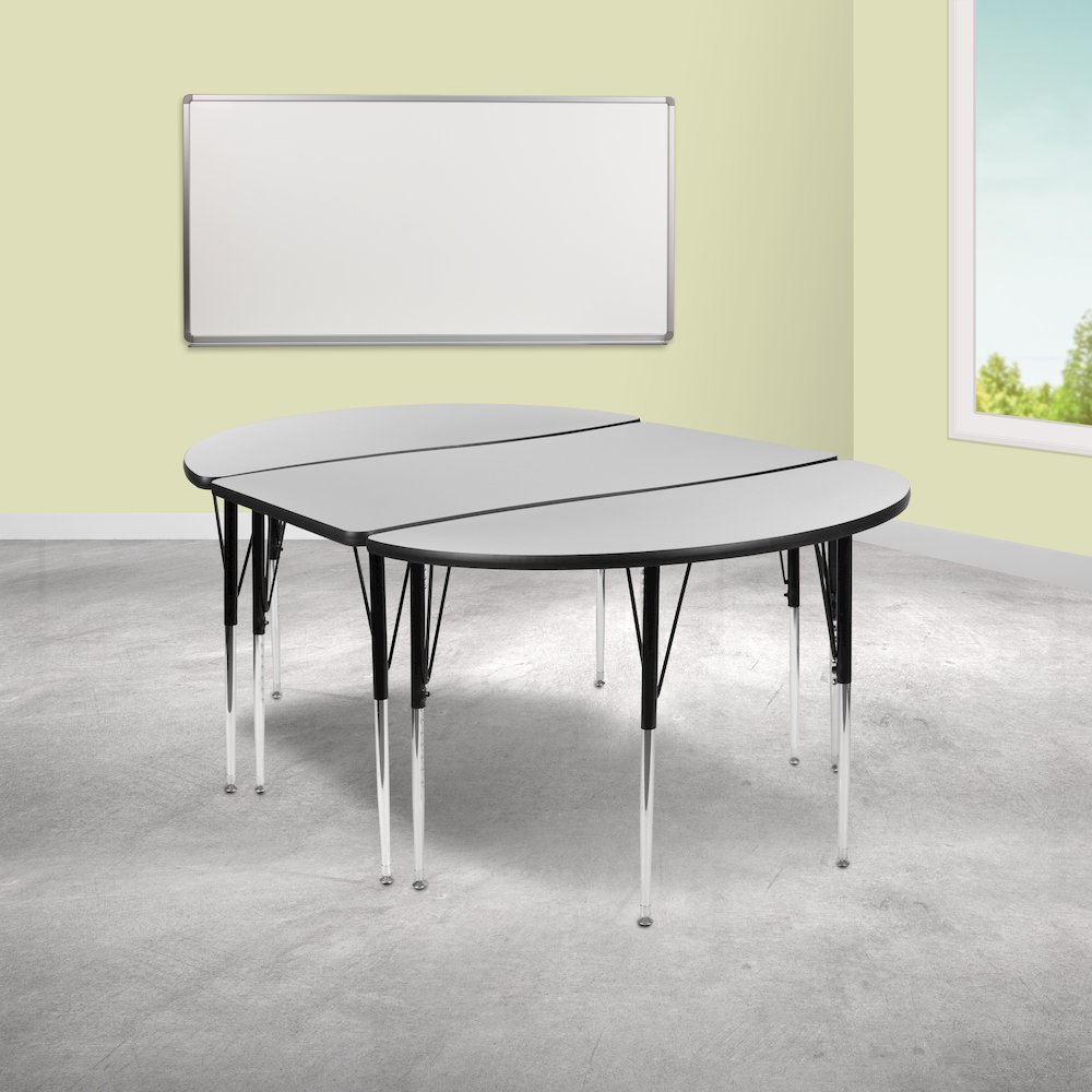 2 Piece 76" Wave Grey Thermal Activity Table Set - Standard Height Legs. Picture 2