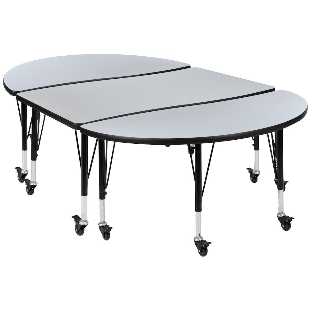 3 Piece Mobile 76" Wave Grey Thermal Activity Table Set - Height Short Legs. Picture 1