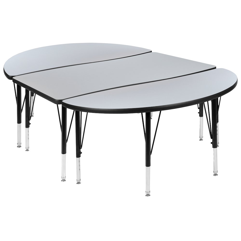 2 Piece 76" Wave Grey Thermal Activity Table Set - Height Adjustable Short Legs. Picture 1