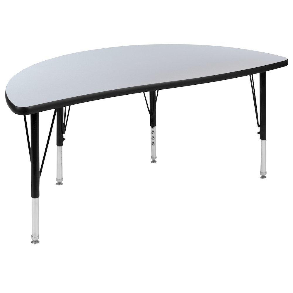 2 Piece 76" Wave Grey Thermal Activity Table Set - Height Adjustable Short Legs. Picture 9
