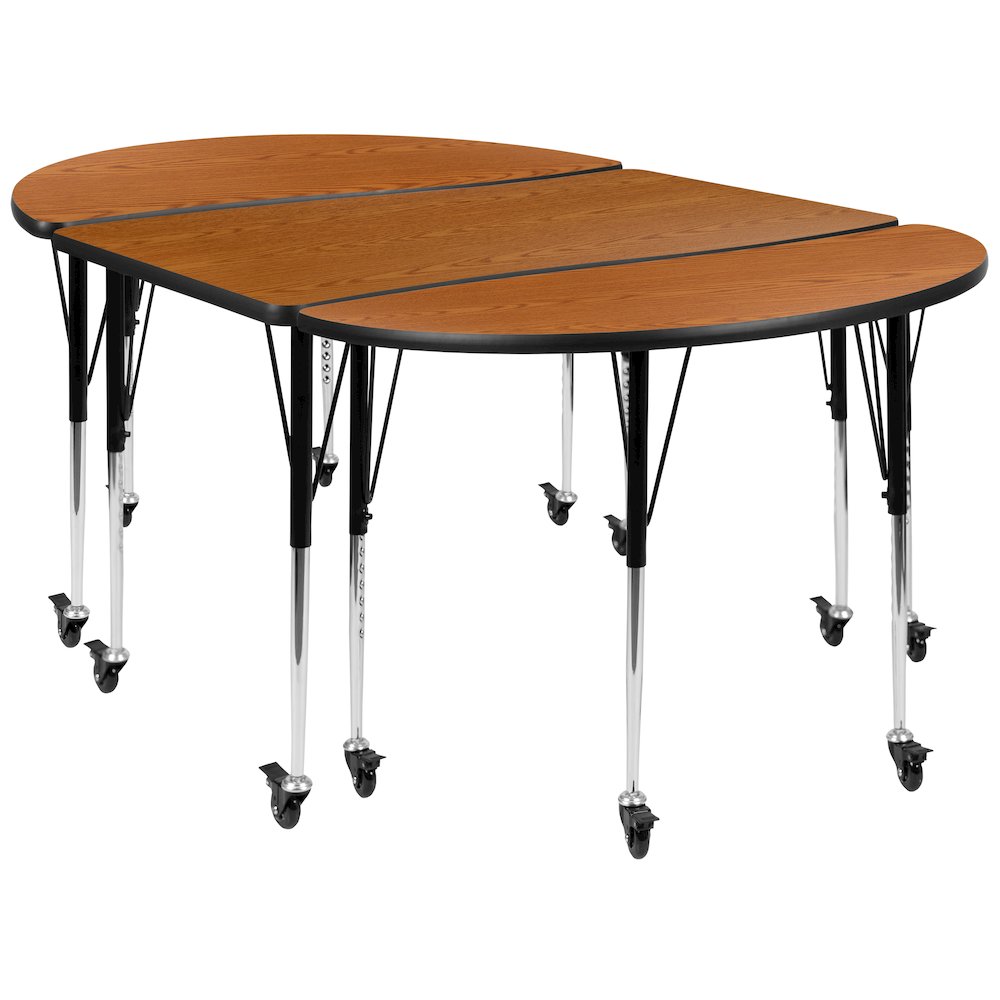 3 Piece Mobile 76" Wave Oak Thermal Activity Table Set-Standard Height Legs. Picture 1