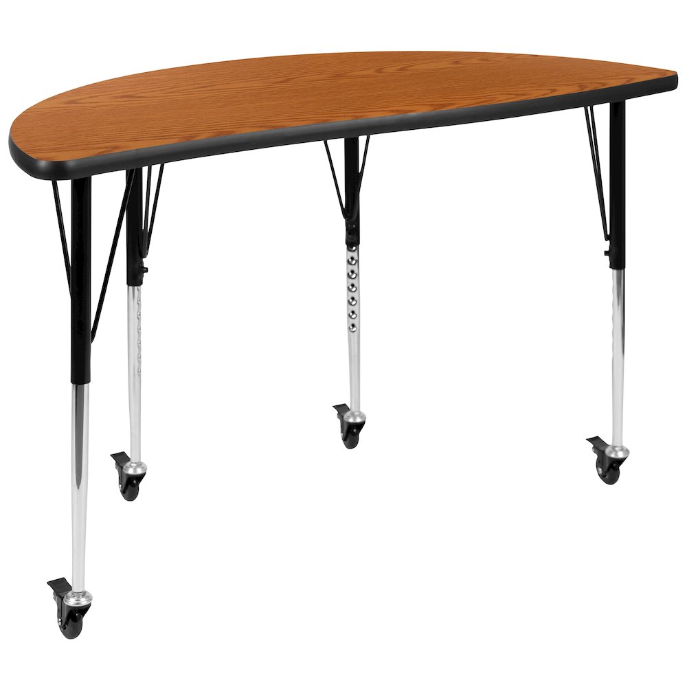 3 Piece Mobile 76" Wave Oak Thermal Activity Table Set-Standard Height Legs. Picture 9