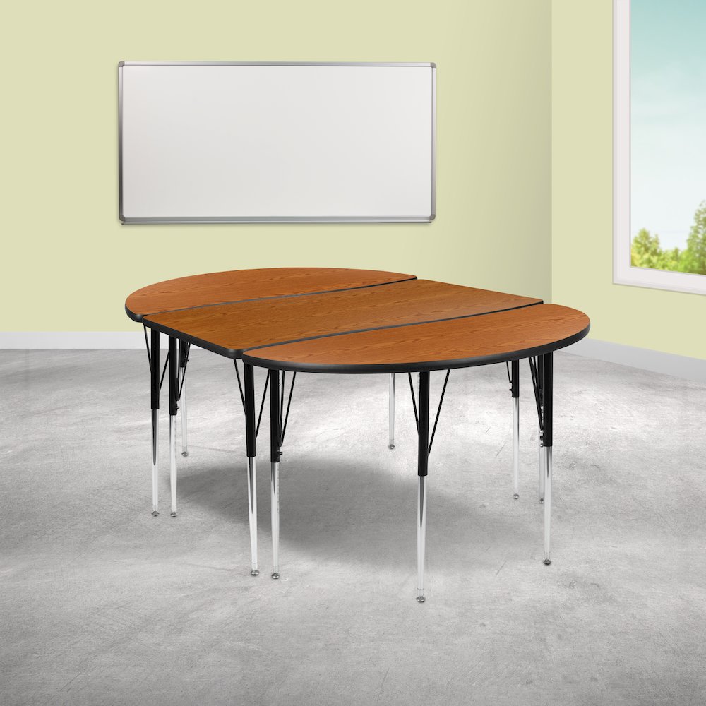 2 Piece 76" Wave Oak Thermal Activity Table Set - Standard Height Legs. Picture 2